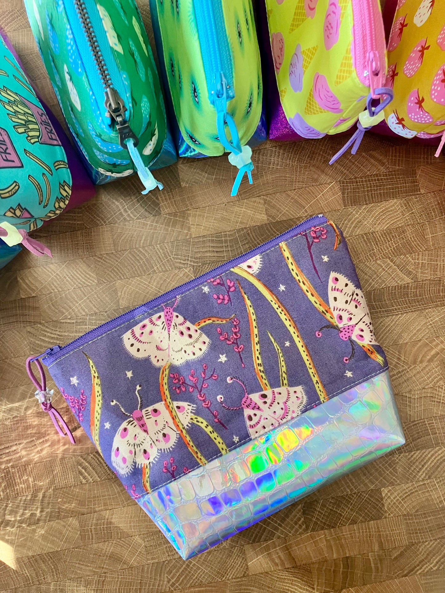 MOTHS + HOLOGRAPHIC VINYL COSMETIC BAG