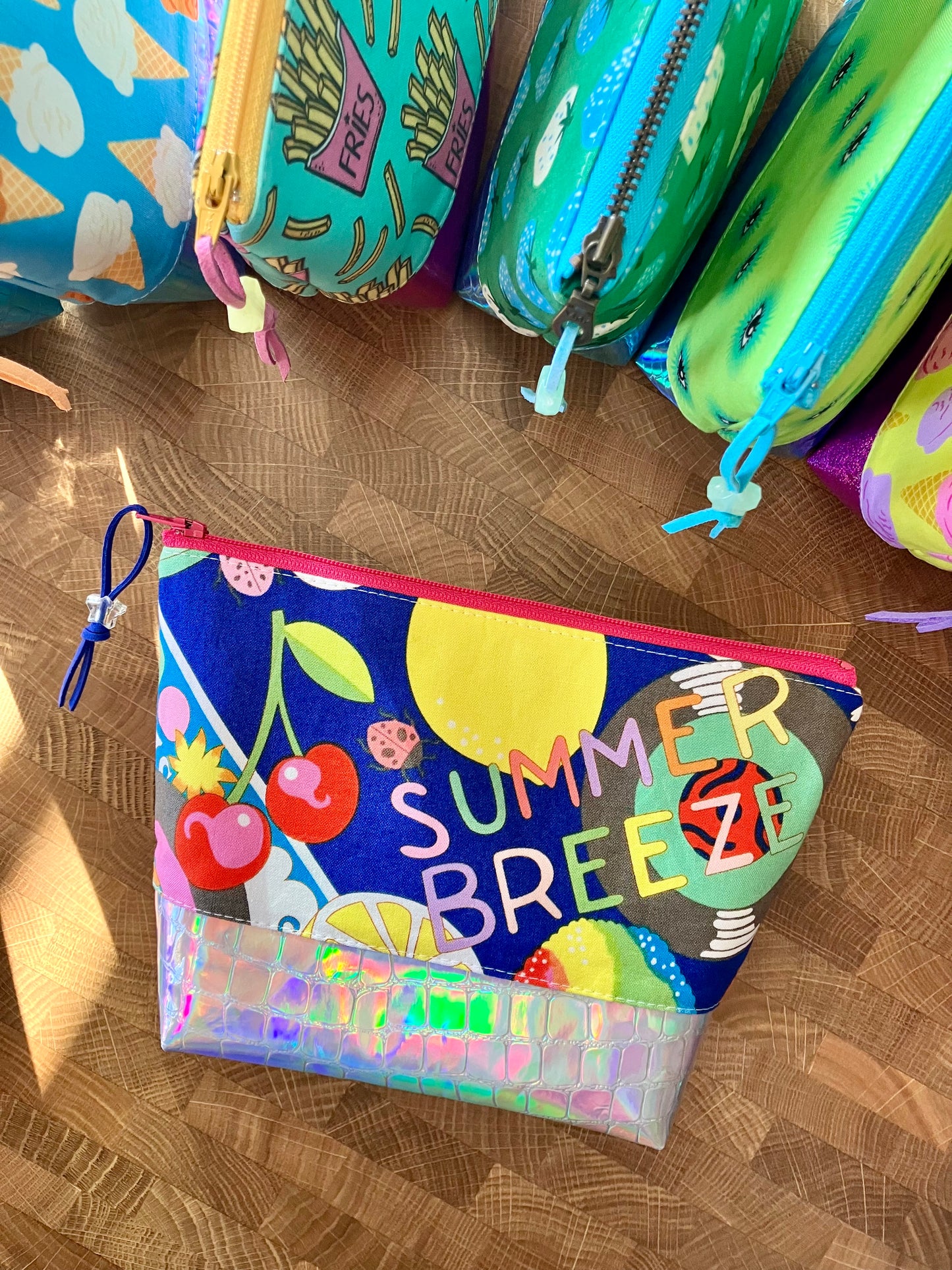 Summer Breeze + Holographic Vinyl Cosmetic Bag