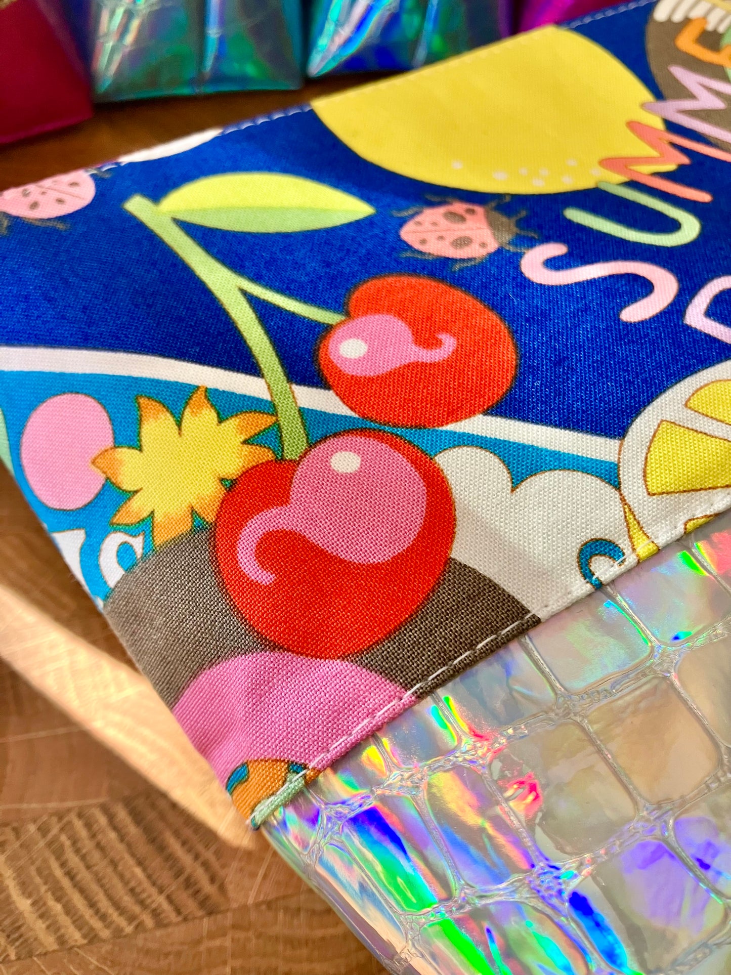 Summer Breeze + Holographic Vinyl Cosmetic Bag