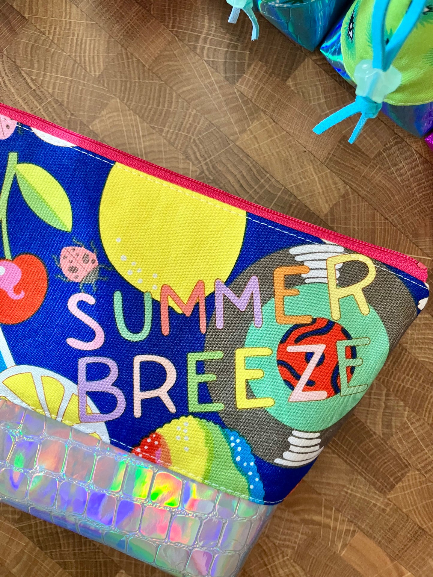 Summer Breeze + Holographic Vinyl Cosmetic Bag