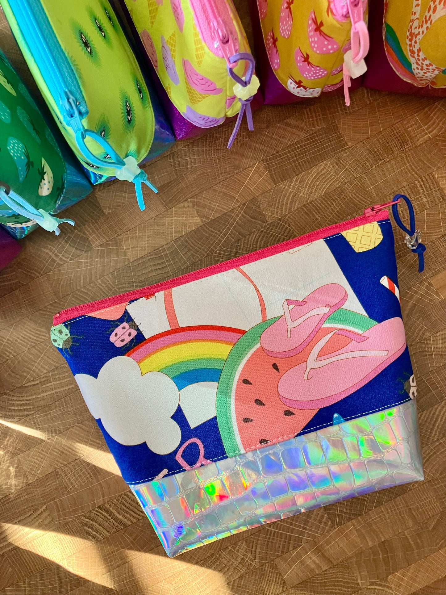 Summer Breeze + Holographic Vinyl Cosmetic Bag