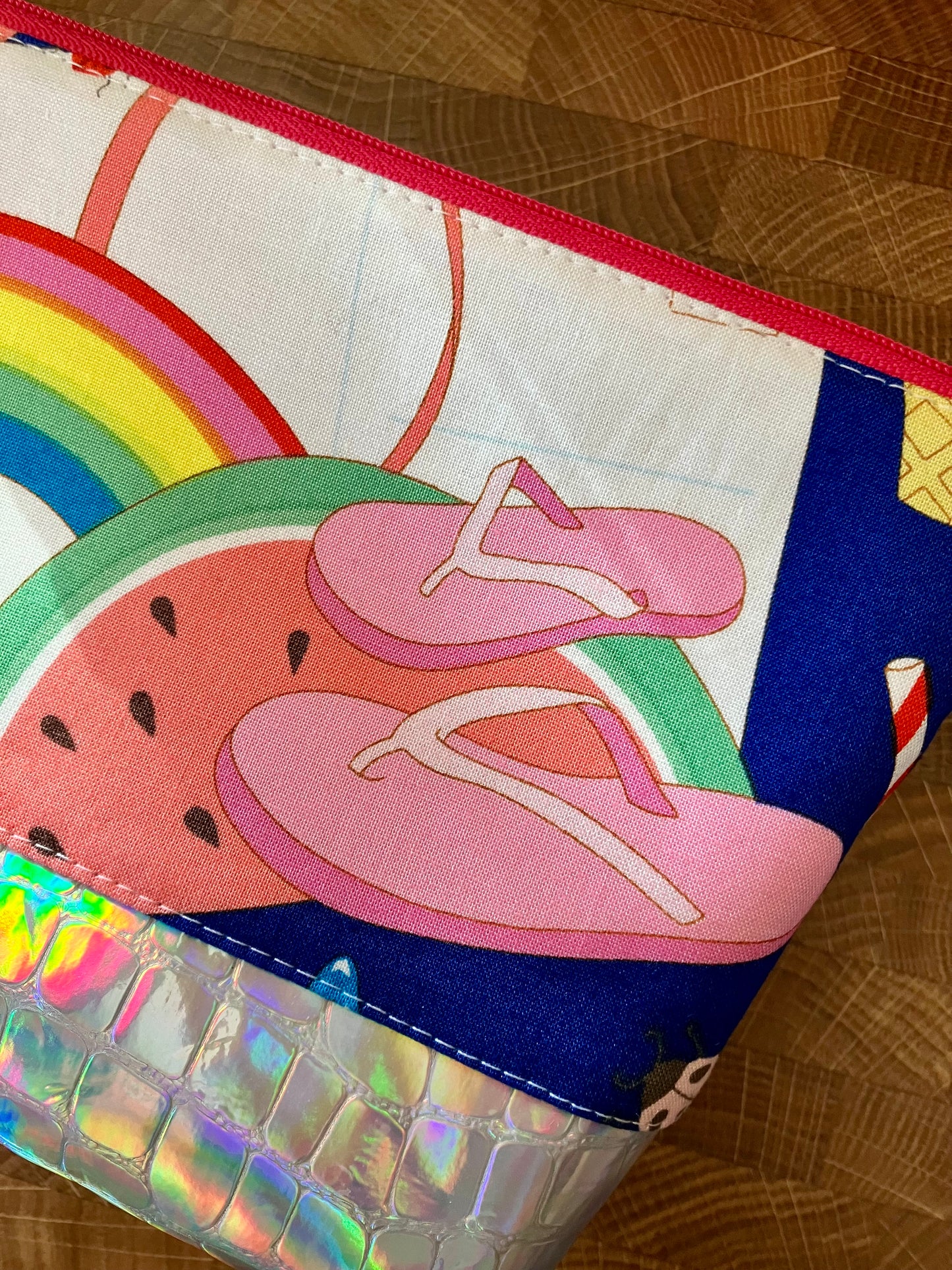 Summer Breeze + Holographic Vinyl Cosmetic Bag