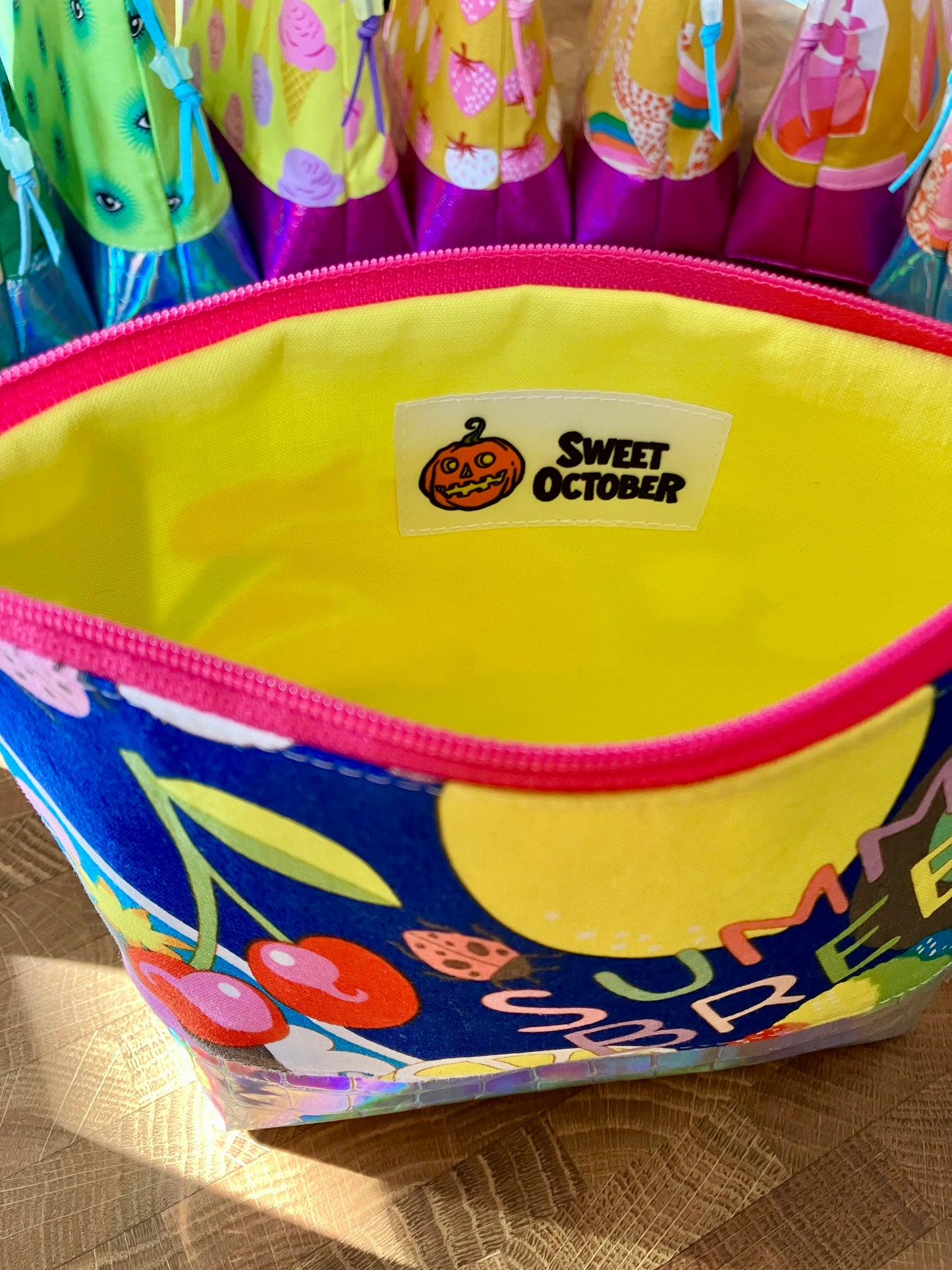 Summer Breeze + Holographic Vinyl Cosmetic Bag
