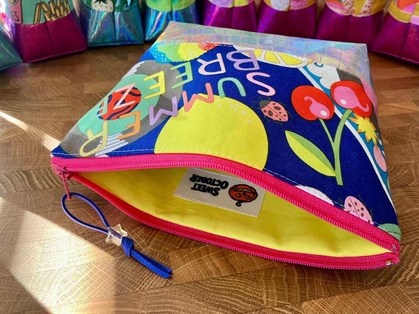 Summer Breeze + Holographic Vinyl Cosmetic Bag