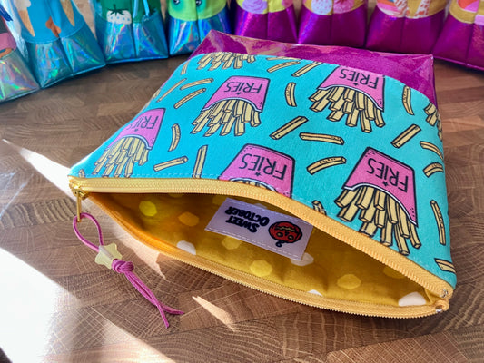 FRENCH FRIES + GLITTER VINYL COSMETIC BAG