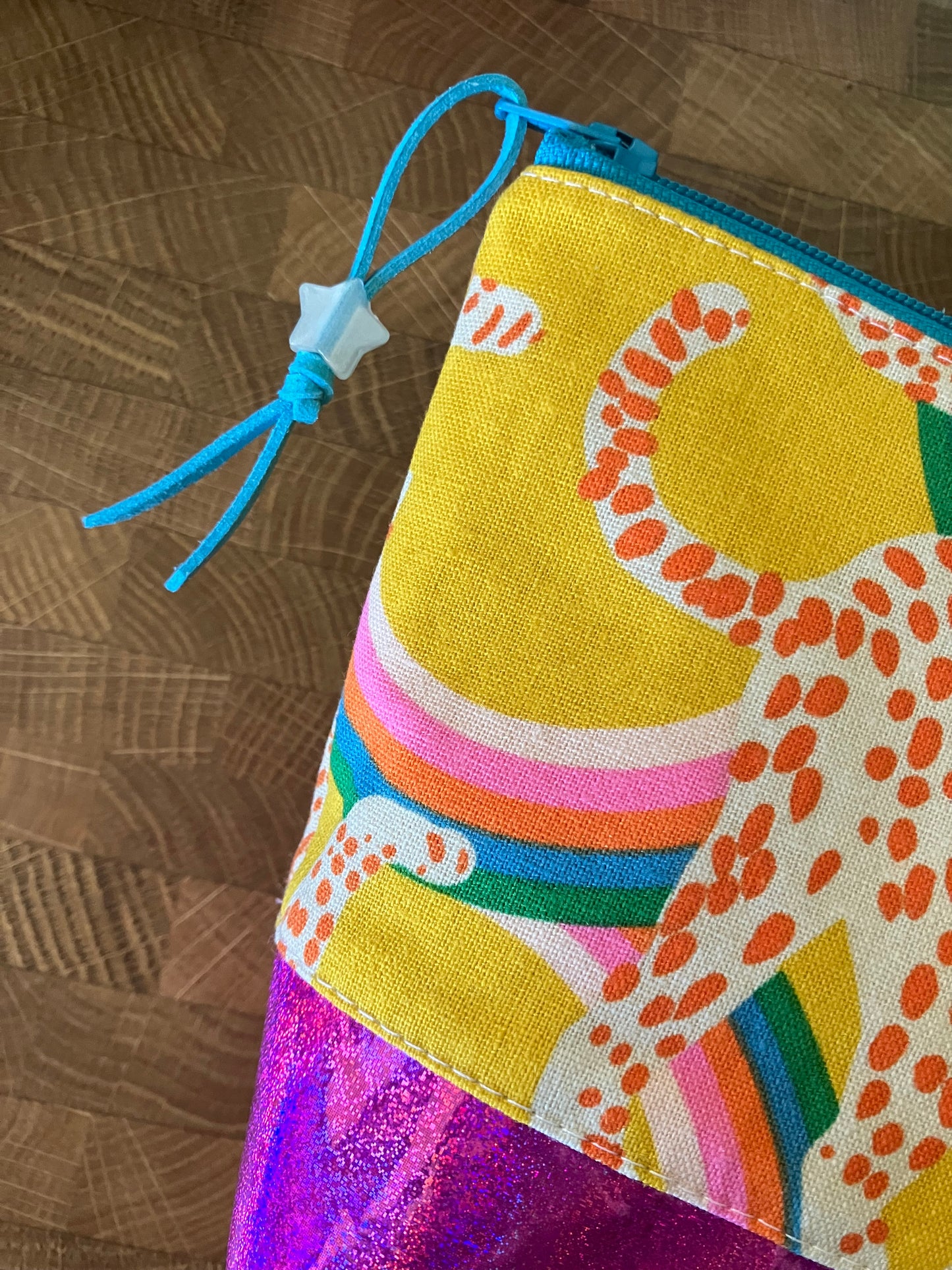 Rainbow Leopard + Glitter Vinyl Cosmetic Bag