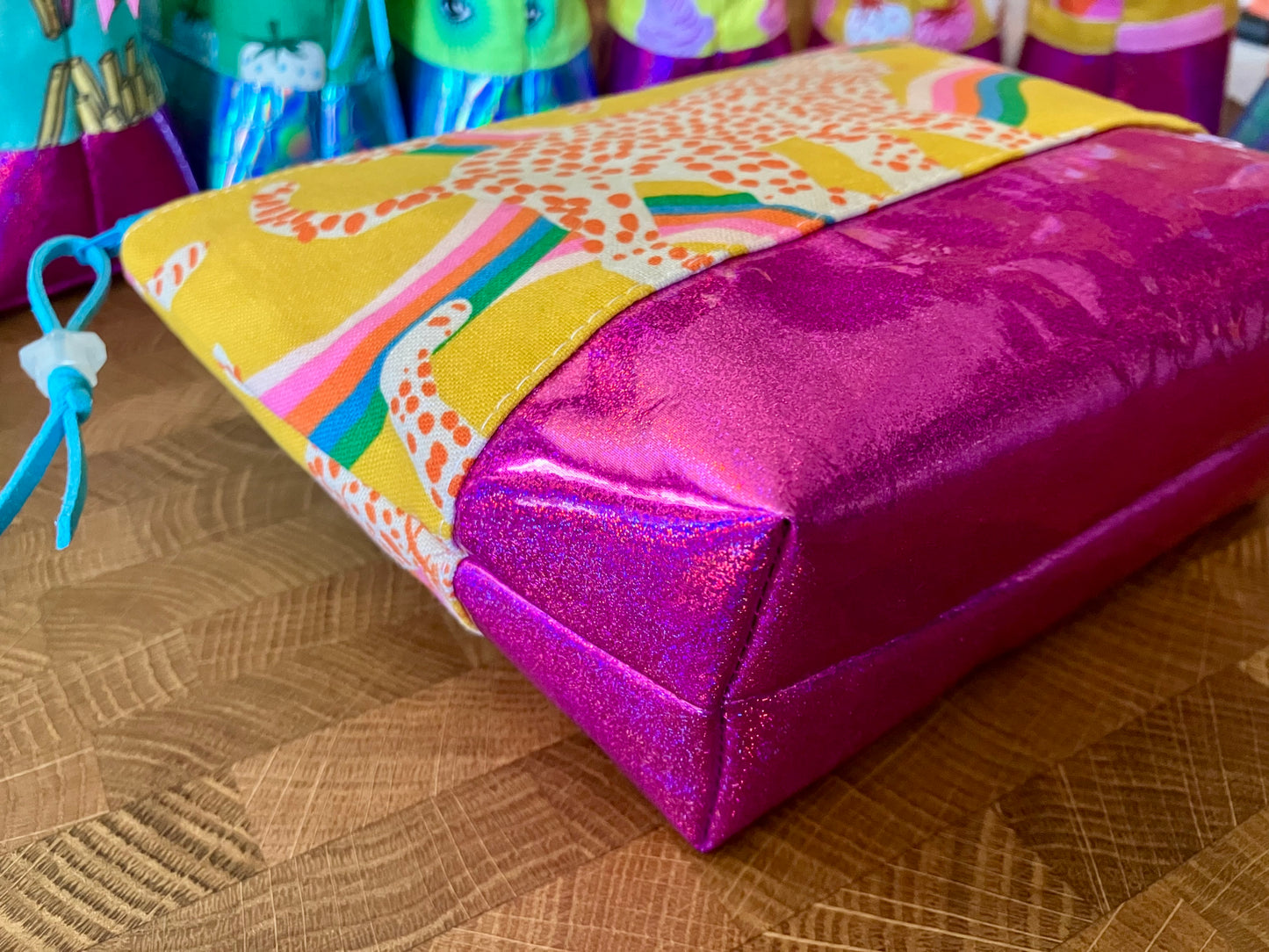Rainbow Leopard + Glitter Vinyl Cosmetic Bag