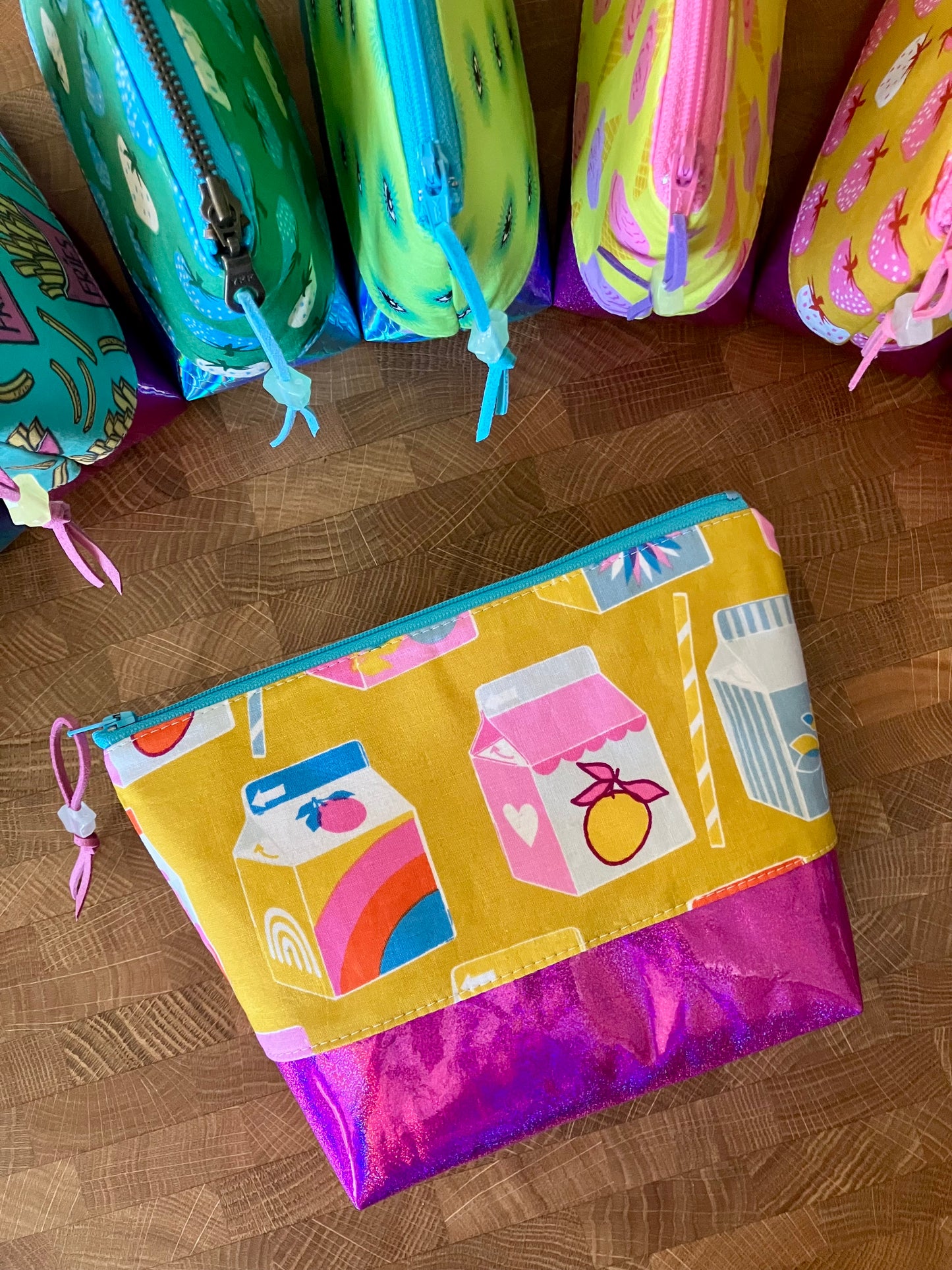 Juice Boxes + Glitter Vinyl Cosmetic Bag