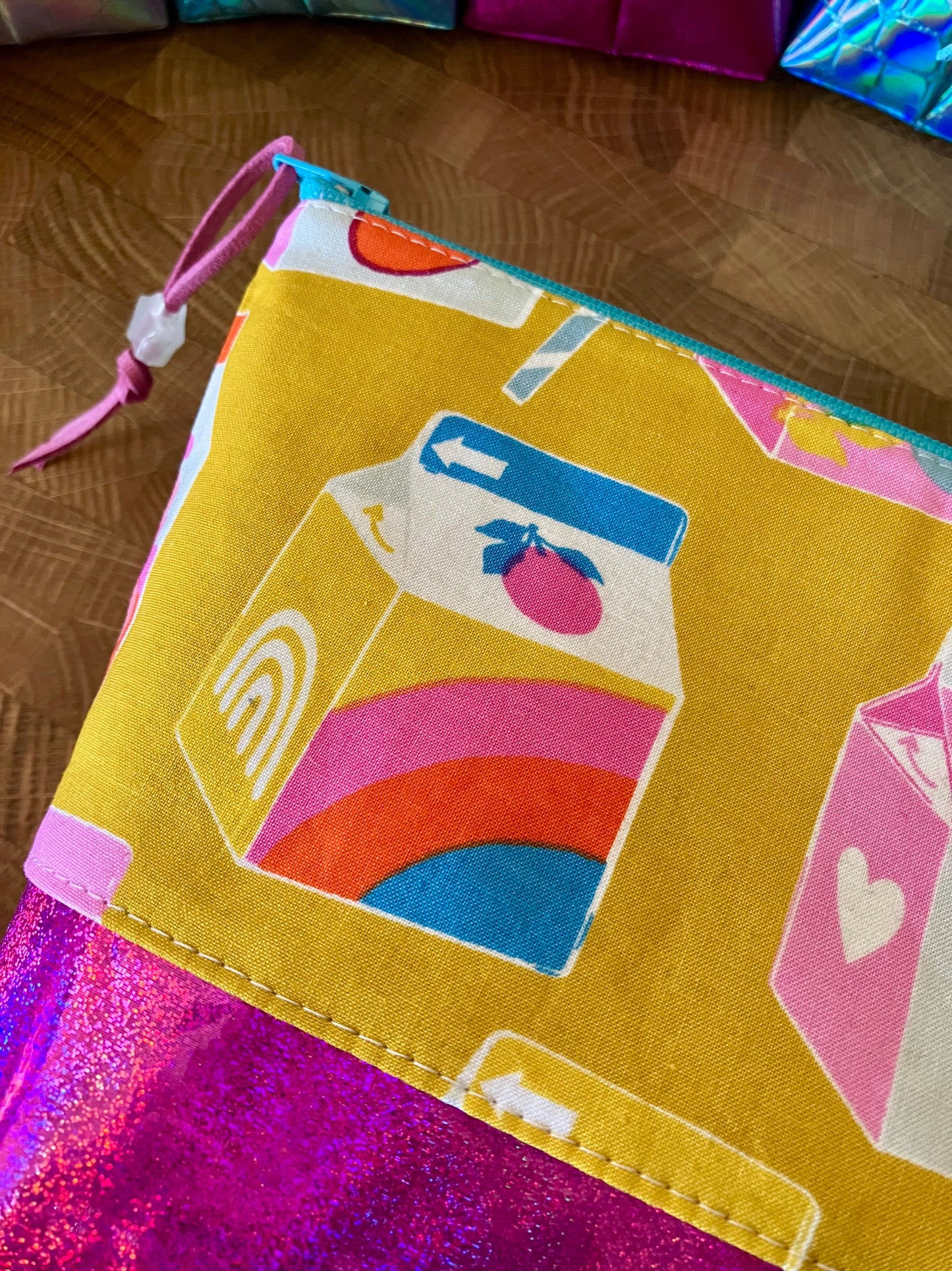 Juice Boxes + Glitter Vinyl Cosmetic Bag
