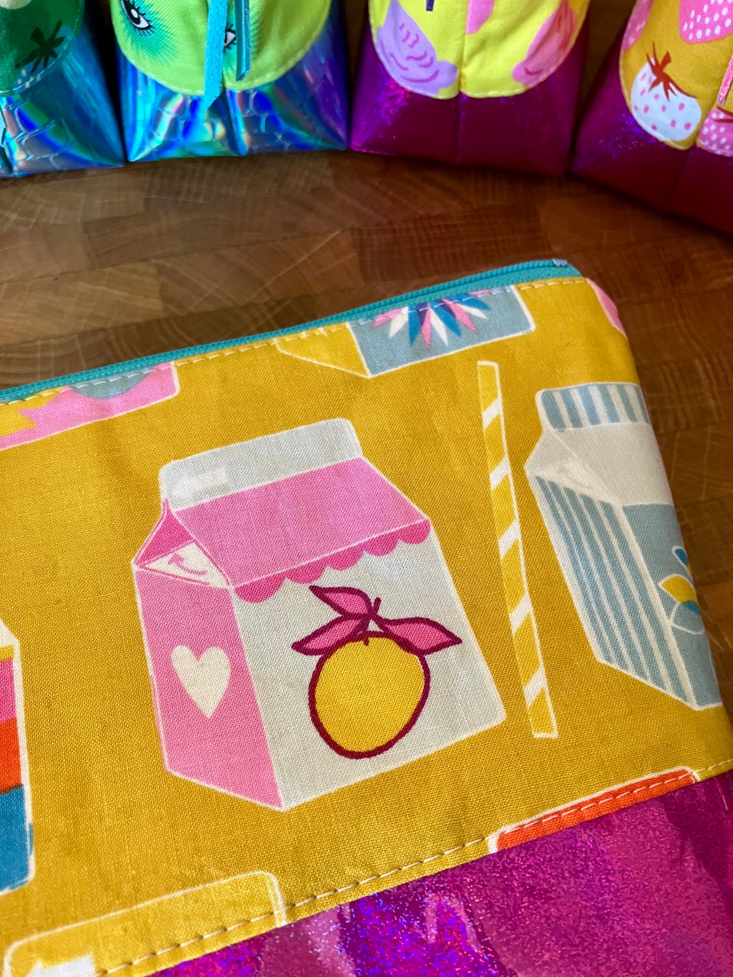 Juice Boxes + Glitter Vinyl Cosmetic Bag