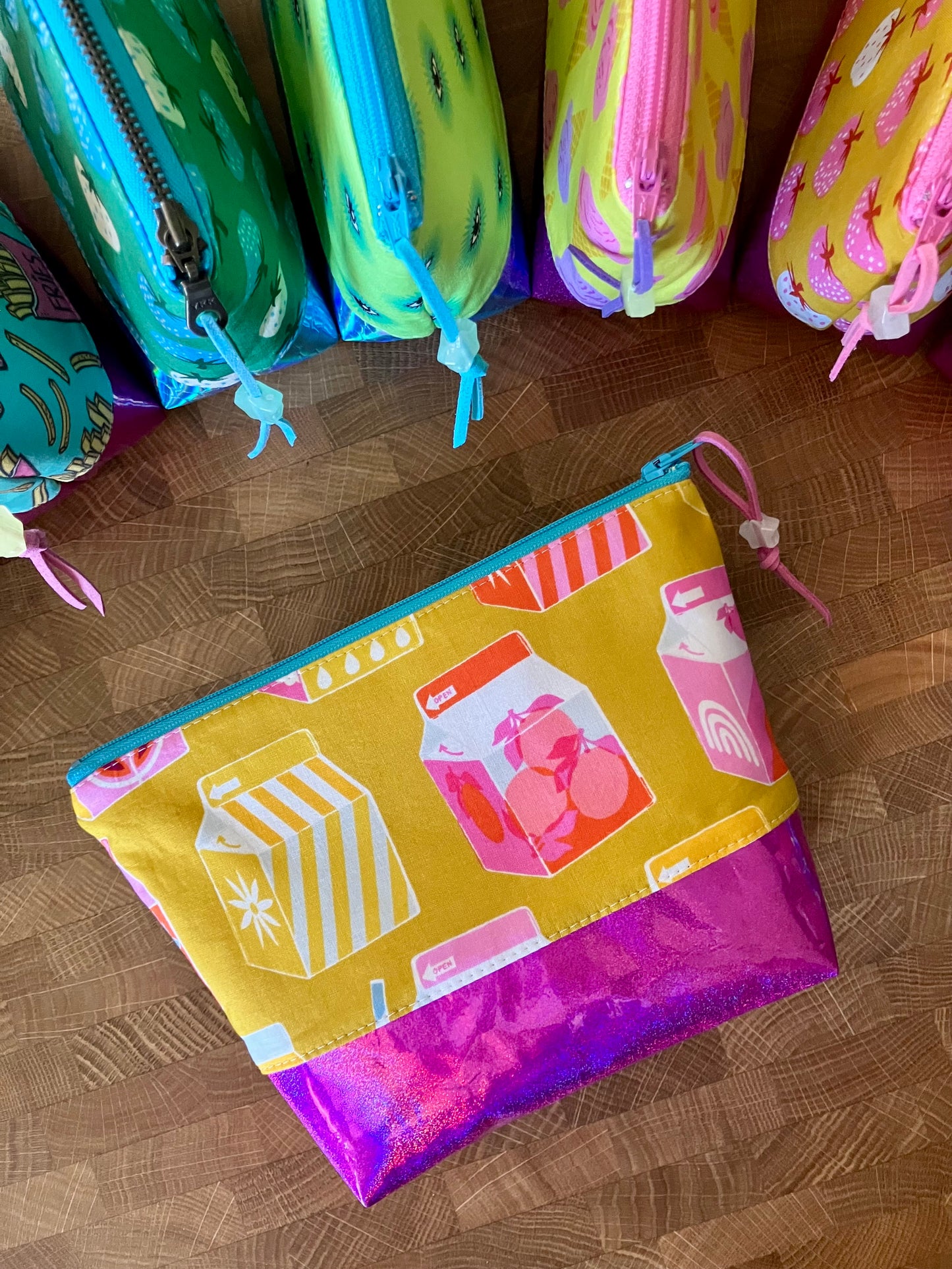 Juice Boxes + Glitter Vinyl Cosmetic Bag