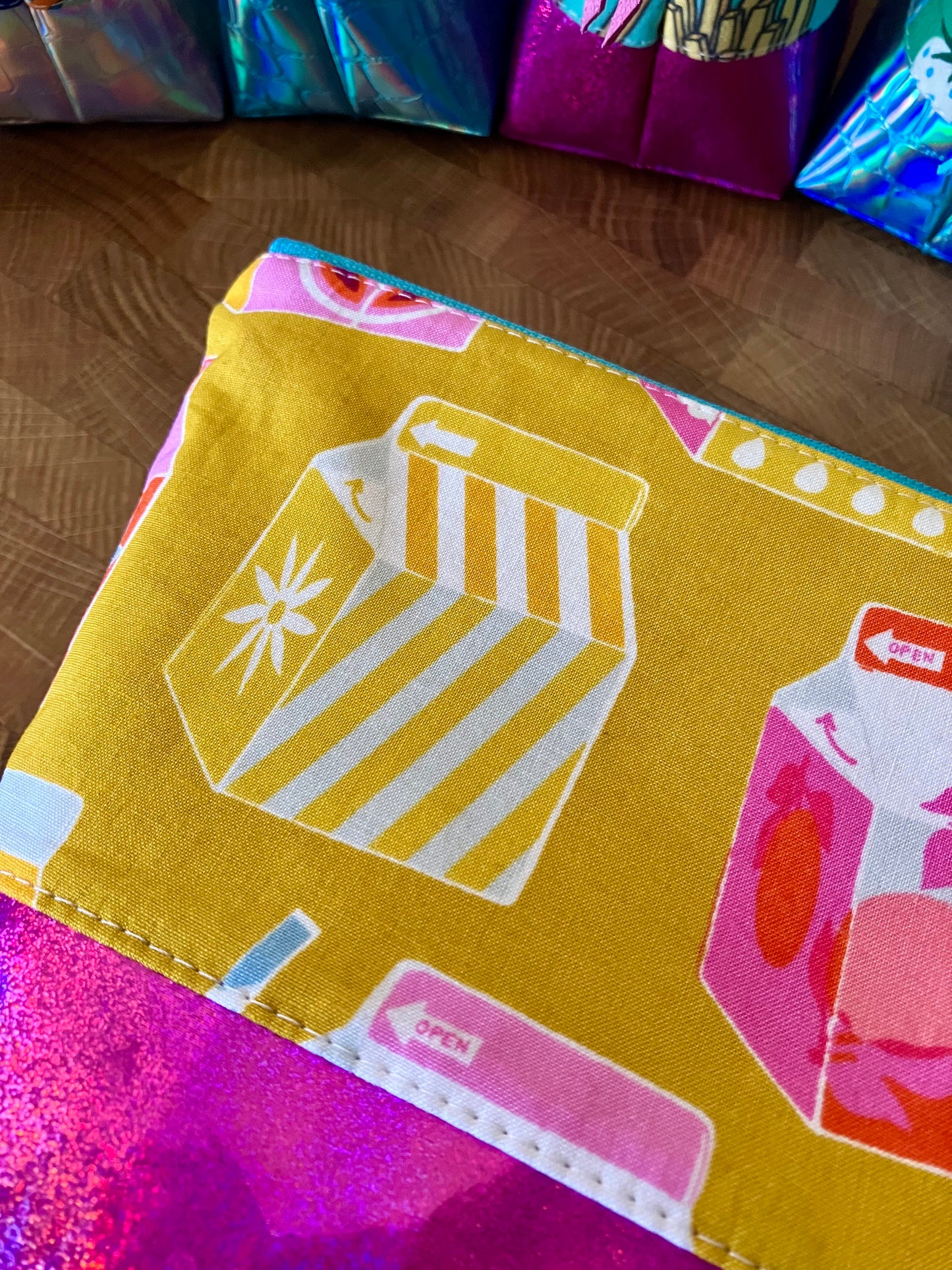 Juice Boxes + Glitter Vinyl Cosmetic Bag