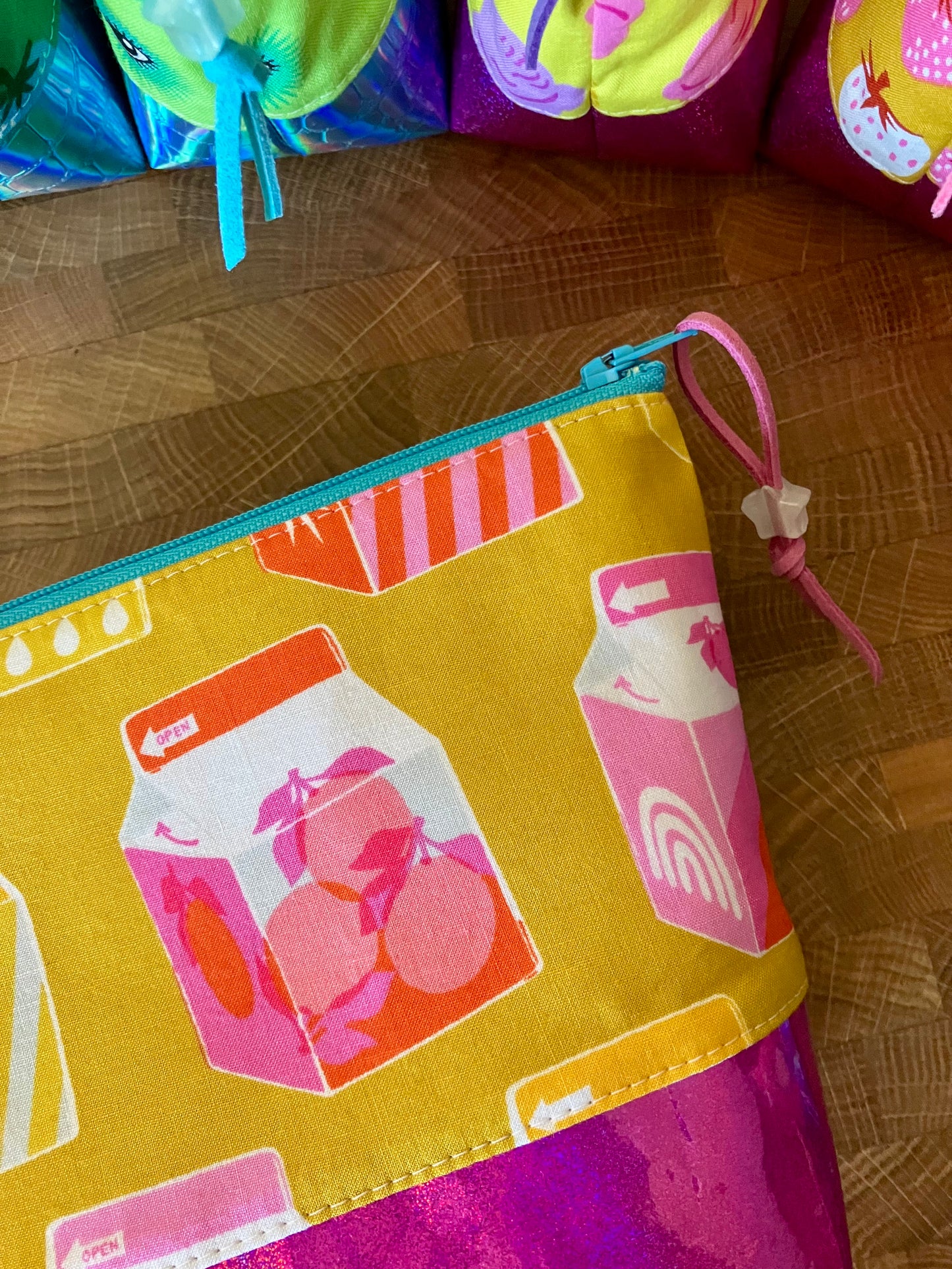 Juice Boxes + Glitter Vinyl Cosmetic Bag