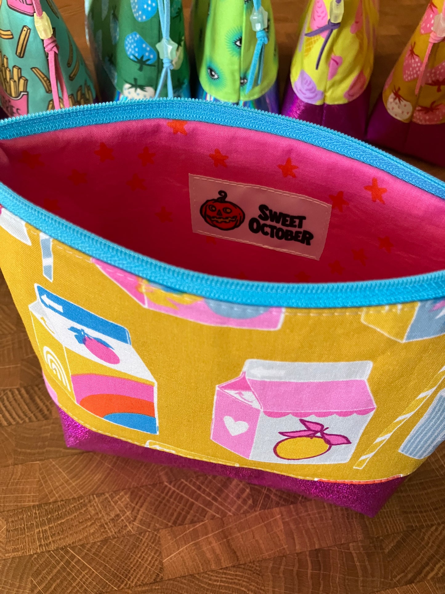 Juice Boxes + Glitter Vinyl Cosmetic Bag