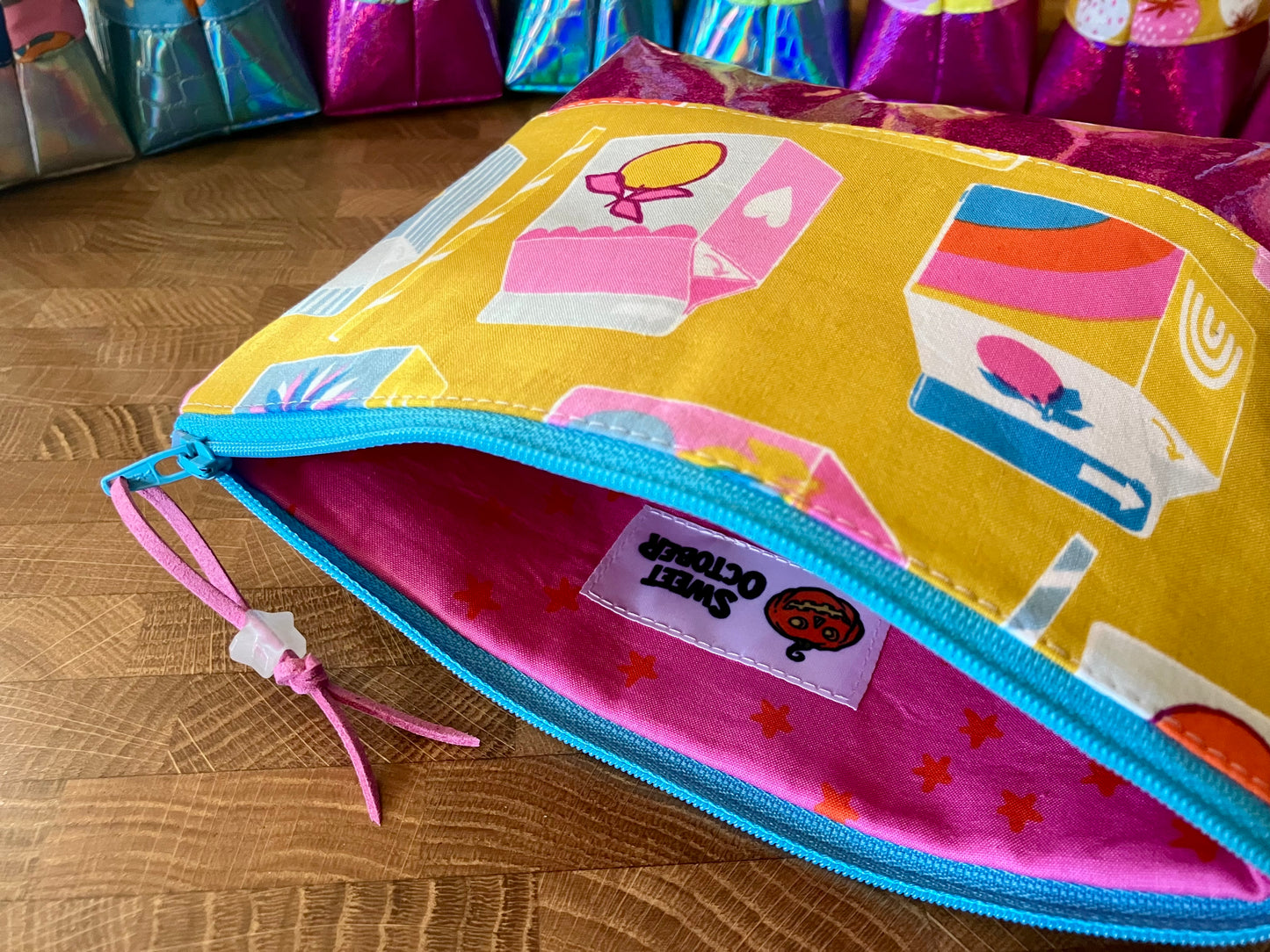 Juice Boxes + Glitter Vinyl Cosmetic Bag