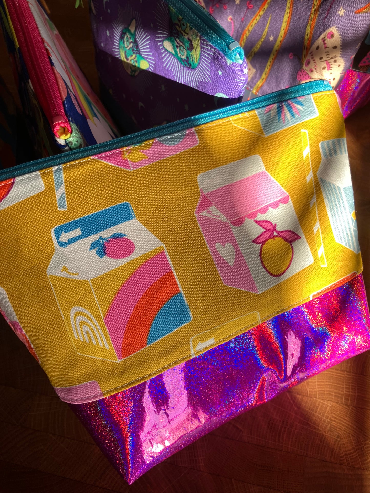 Juice Boxes + Glitter Vinyl Cosmetic Bag