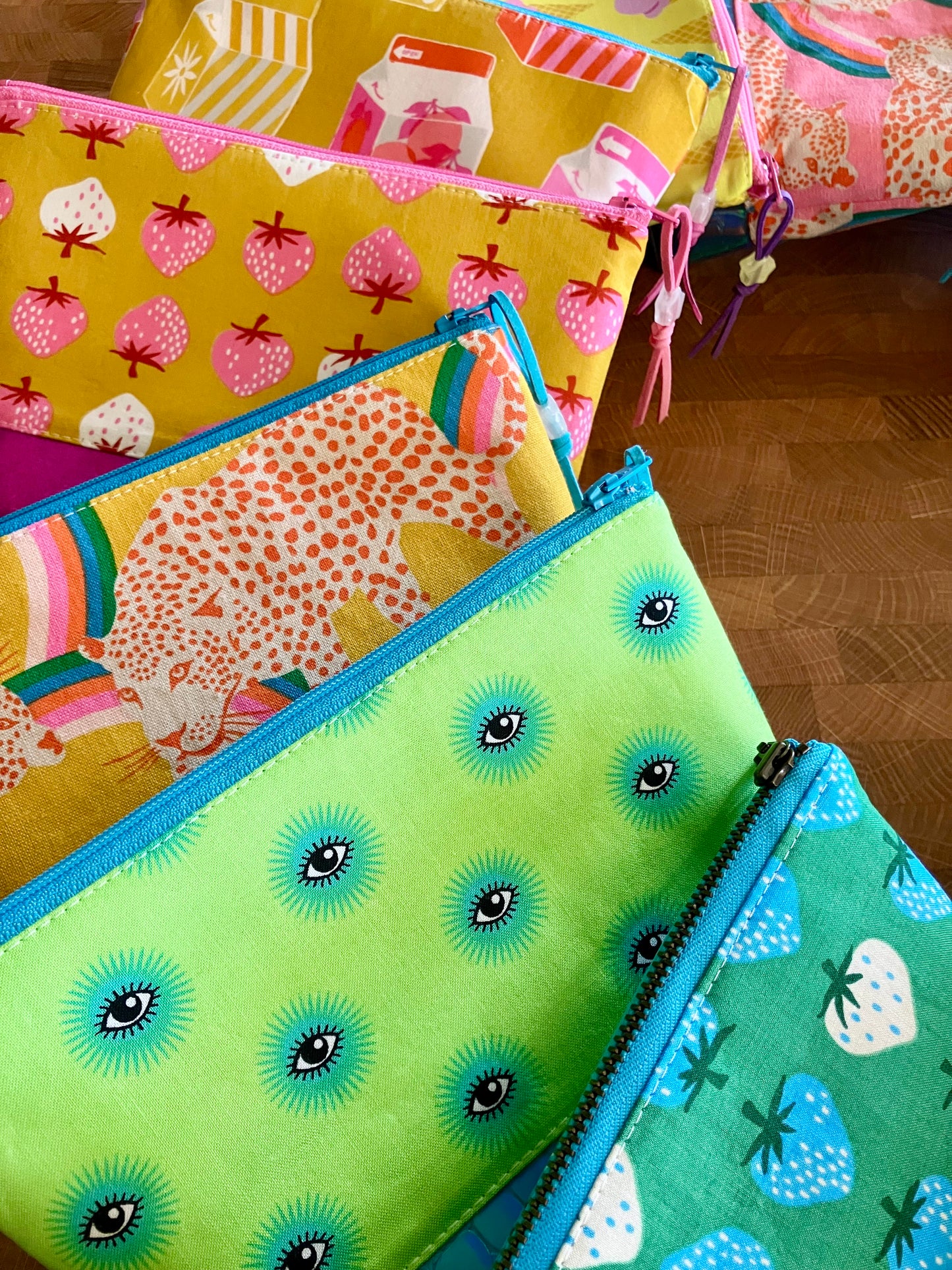 Lime-Eyed + Holographic Vinyl Cosmetic Bag