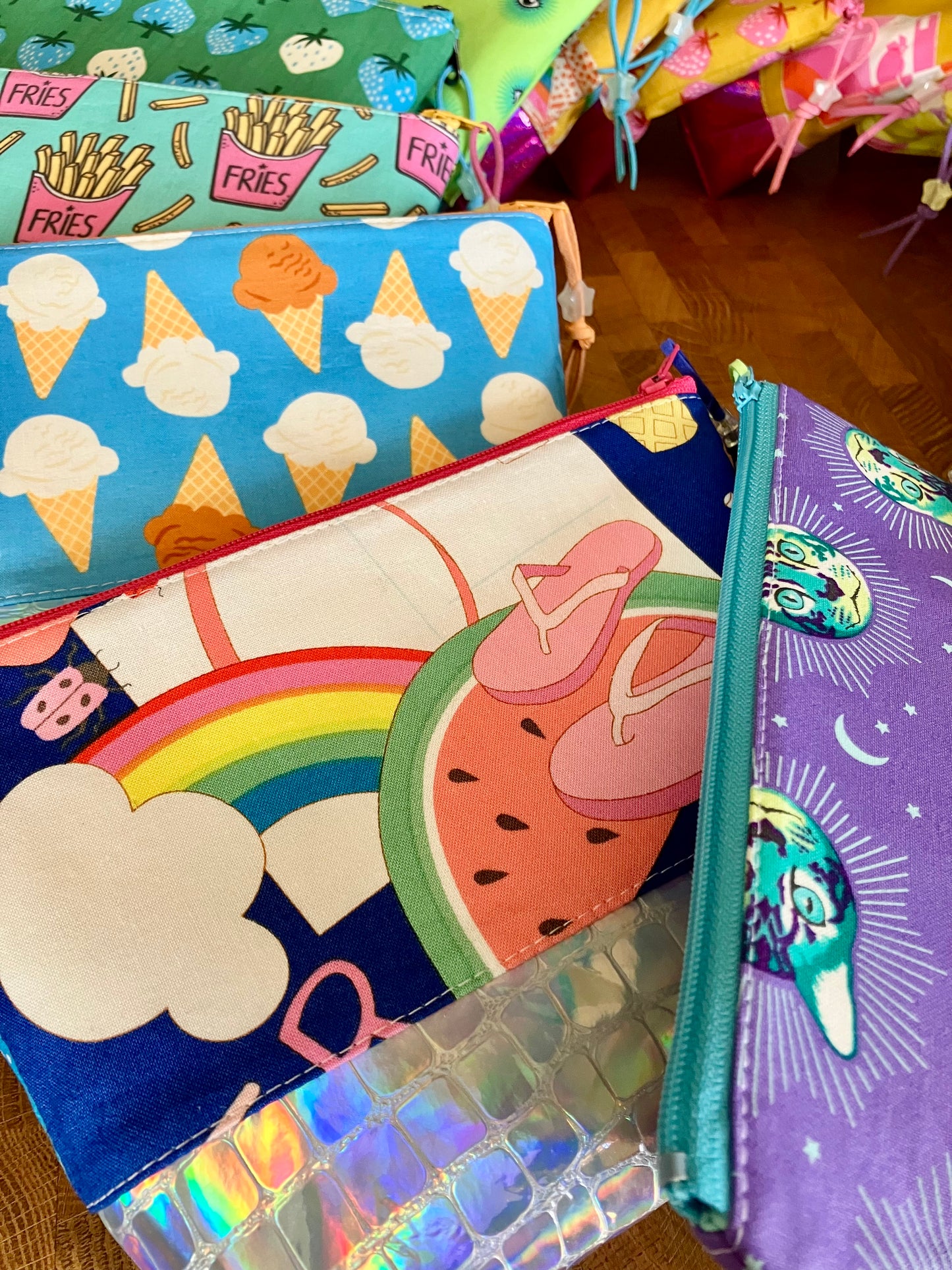 Summer Breeze + Holographic Vinyl Cosmetic Bag