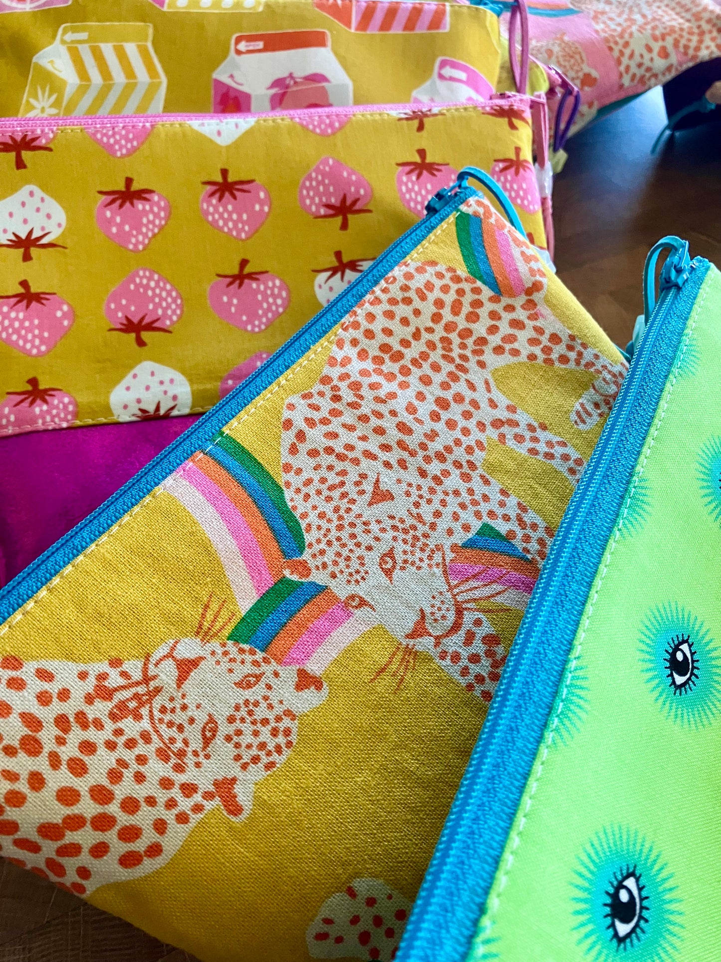 Rainbow Leopard + Glitter Vinyl Cosmetic Bag