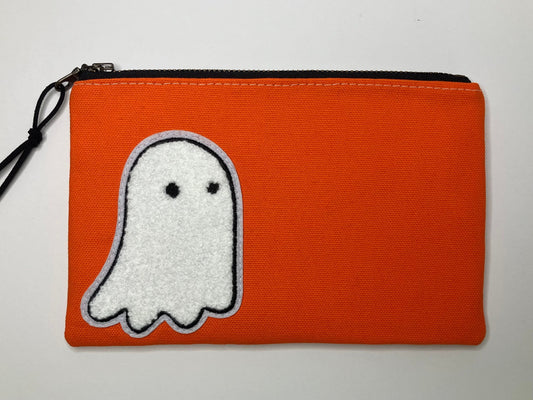 CHENILLE GHOST PATCH ZIP POUCH
