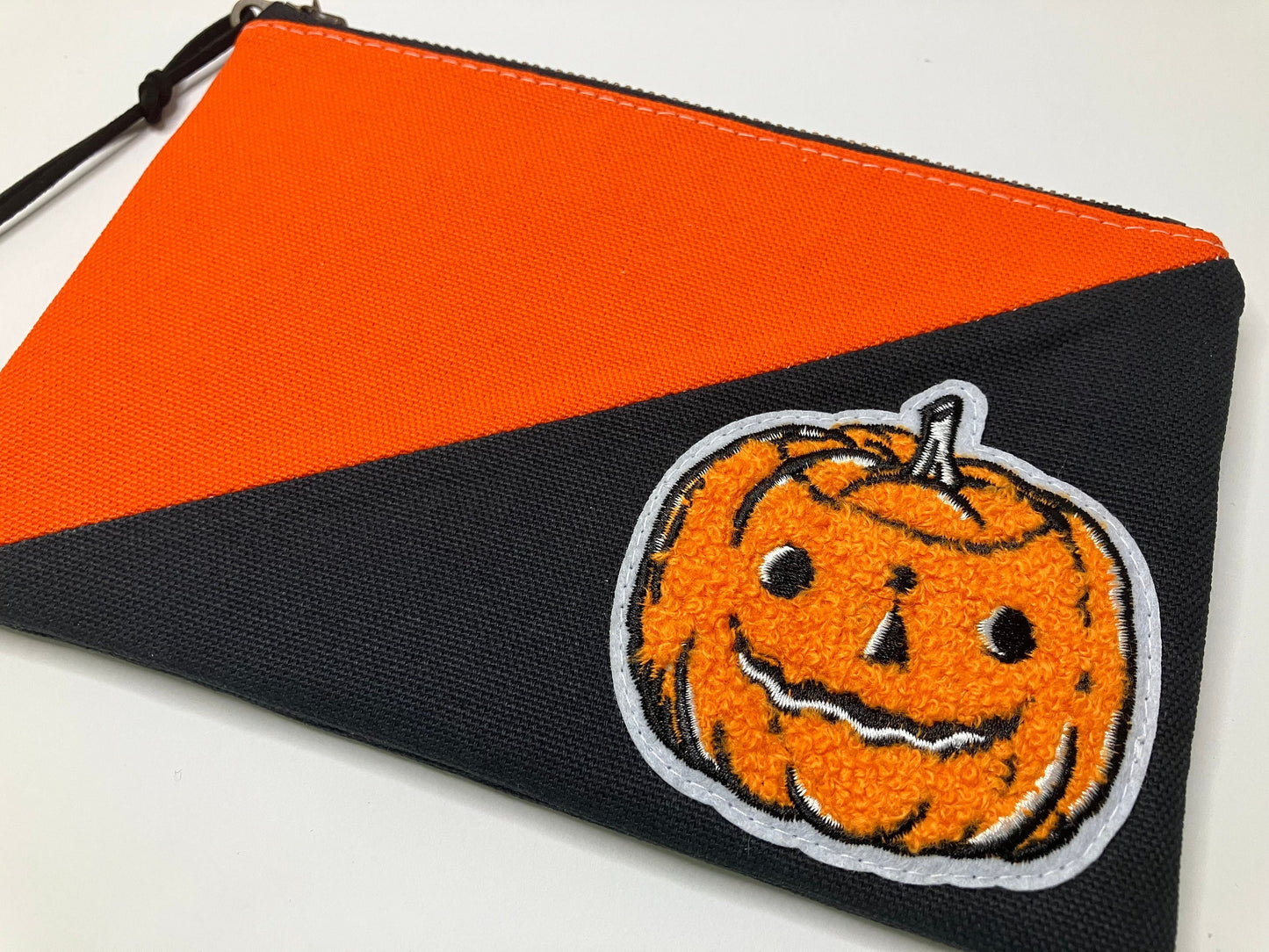 Chenille Pumpkin Patch Canvas Zip Pouch