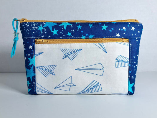 PAPER AIRPLANES DOUBLE ZIP POUCH