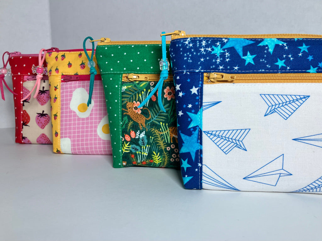 Paper Airplanes Double Zip Pouch