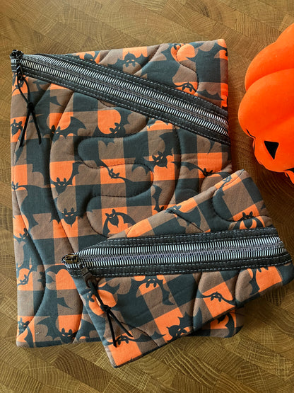 Plaid Bats Book Pouch Set