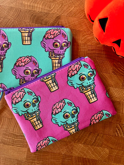 Fuchsia Zombie Ice Cream Coin Pouch