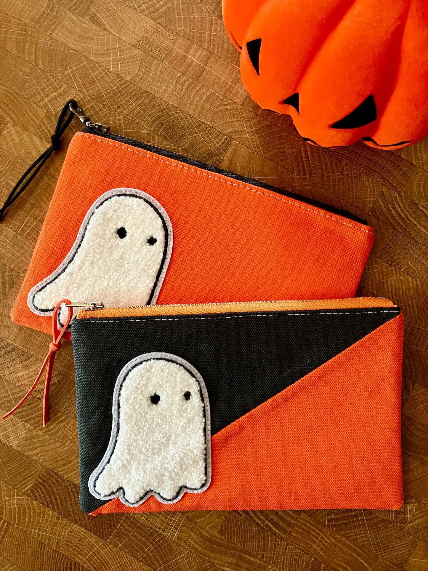 Chenille Ghost Patch Canvas Zip Pouch