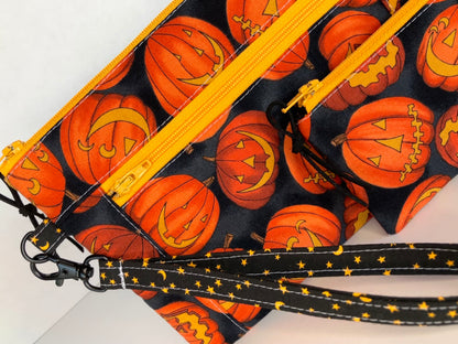 3-Piece Pumpkin Wristlet Set