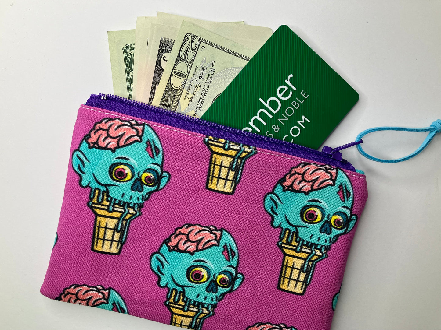 Fuchsia Zombie Ice Cream Coin Pouch