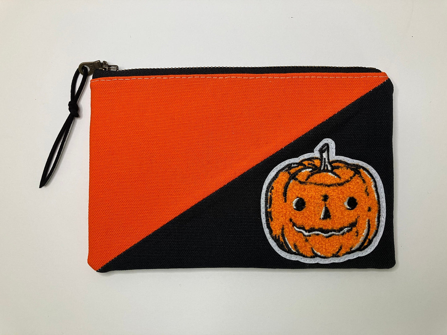 Chenille Pumpkin Patch Canvas Zip Pouch