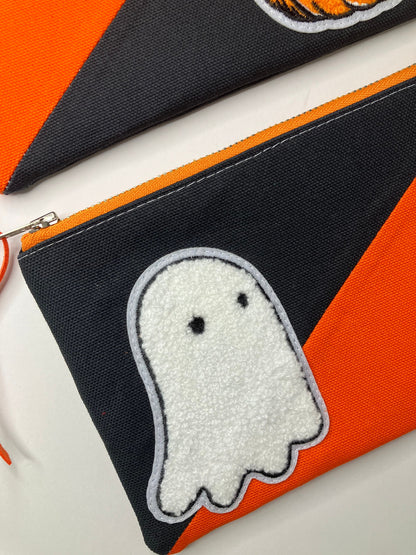 Chenille Ghost Patch Canvas Zip Pouch