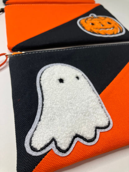 Chenille Ghost Patch Canvas Zip Pouch