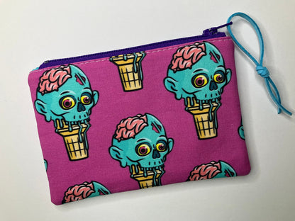 Fuchsia Zombie Ice Cream Coin Pouch