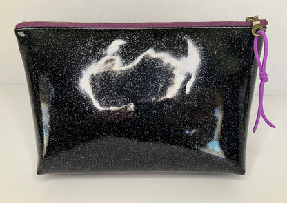 Black Glitter Vinyl Double Zip Pouch