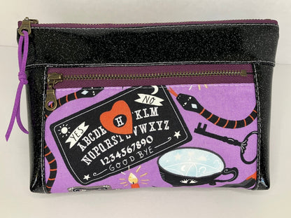 Black Glitter Vinyl Double Zip Pouch