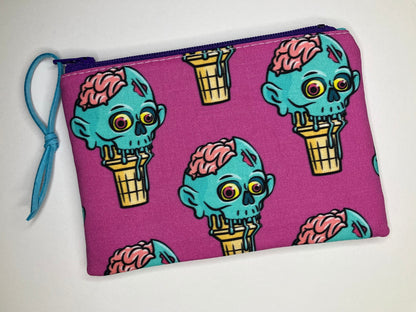 Fuchsia Zombie Ice Cream Coin Pouch