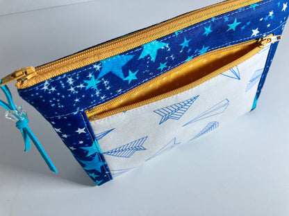 Paper Airplanes Double Zip Pouch