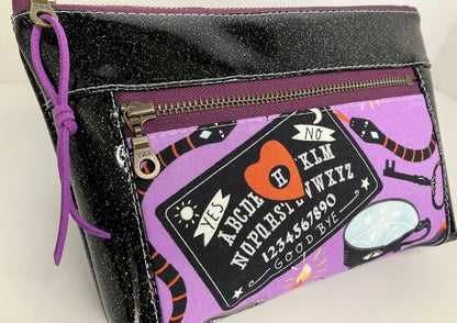 Black Glitter Vinyl Double Zip Pouch