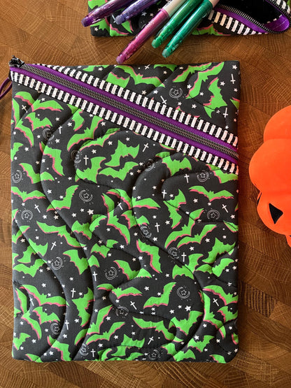 Lime Bats Book Pouch Set