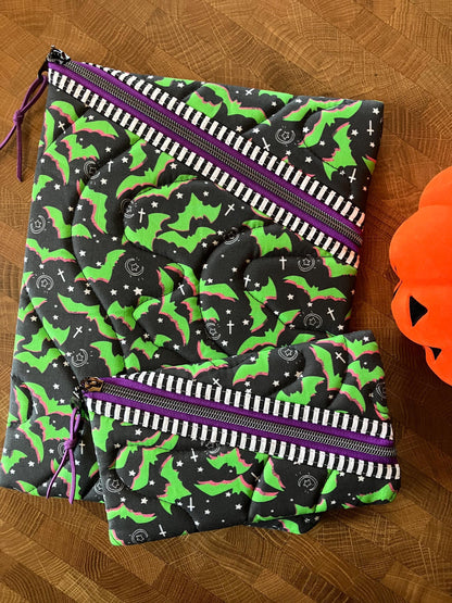 Lime Bats Book Pouch Set